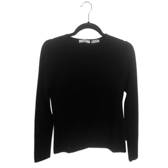 Neiman Marcus Black Cashmere Crewneck Sweater - Picture 3 of 5